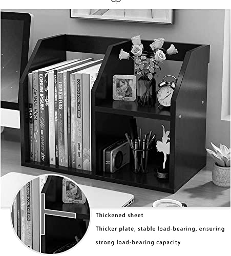 UINGBPXT Bookcase Adjustable Wood Desktop Bookshelf Free Style Office Storage Rack Wood Desk Organizer Display Shelf Countertop Bookcase High Capacity, 40*20*35cm