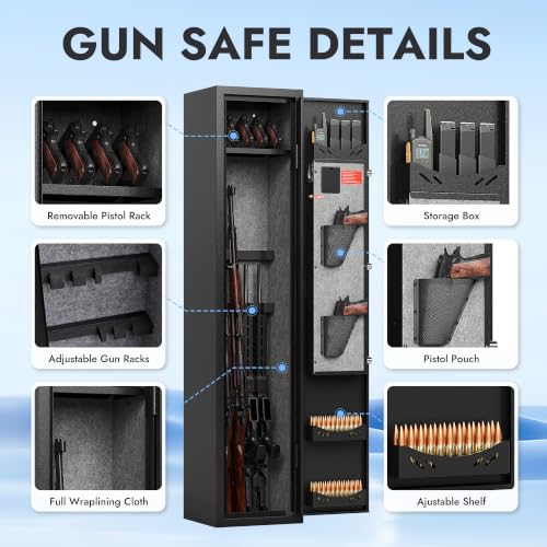 Kaer 4-5 Biometric Gun Safe for Rifles and Pistols,Long Rifle Safe for Home