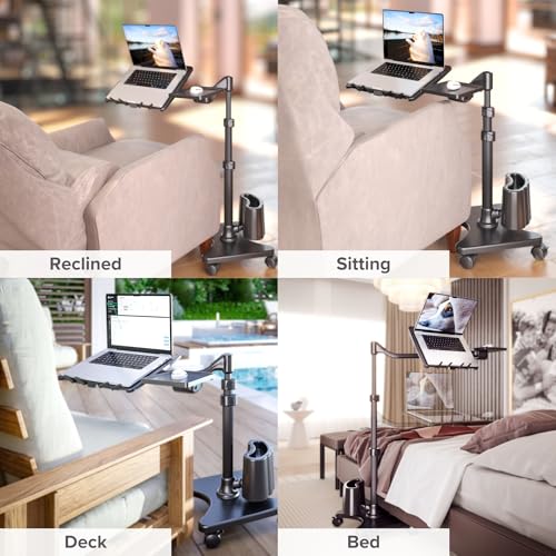 LEVO G2 Deluxe Rolling Laptop Stand, Height-Adjustable Desk with Mouse Tray