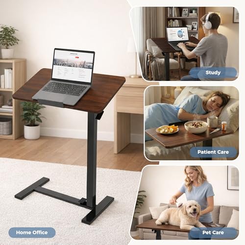 DUMOS Rolling Desk, Laptop Desk, Overbed Table with Wheels for Home