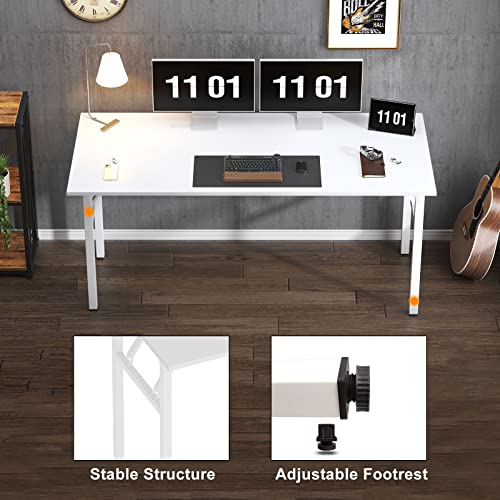 Need Large Folding Computer Desk, 62 Inch Writing Table, Metal Frame, White