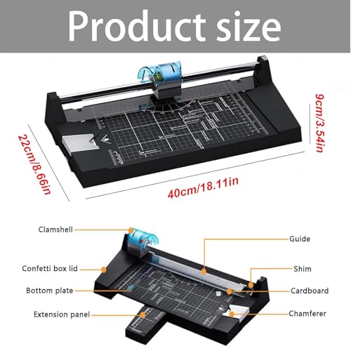 Heavy Duty Rotary Paper Cutter, Manual A4 Paper Trimmer with 4 Blades for Straight, Wave, Dotted, and Creasing Lines, Guillotine Paper Cutter for Photos and Cards