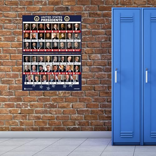 All Presidents of the united states Of America 47th 2nd Term Super EXTRA LARGE poster (42x60in) COLOR PHOTOS chart LAMINATED Classroom Big school decoration HUGE | MADE IN USA | split.