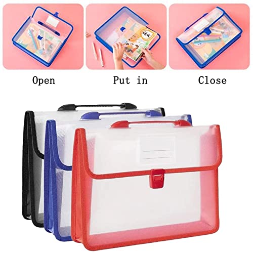 LSSOAZZVVN File Organizer A4 Wallet Plastic Folder Poly Pockets Envelope Waterproof Expanding Document File Folders with Button Portable Handle File Folders (Color : White) (Mug)