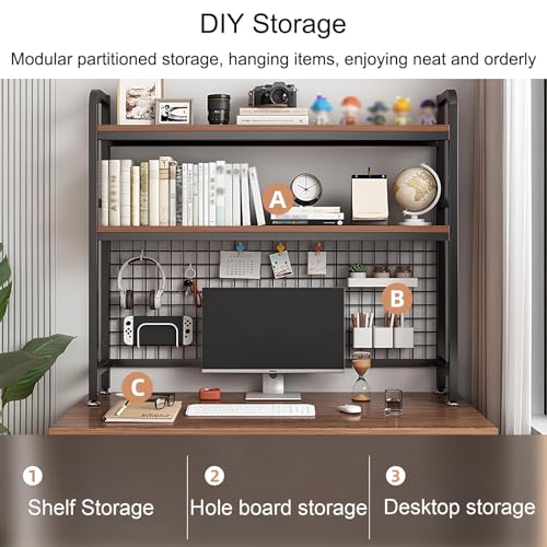 1/2-Layer Desktop Organizer, Iron Computer Desk Top Shelves, College Dorm Desk Hutch, Storage Shelves for Dorm Home Office,Black,75 * 20 * 98cm,1 Layer