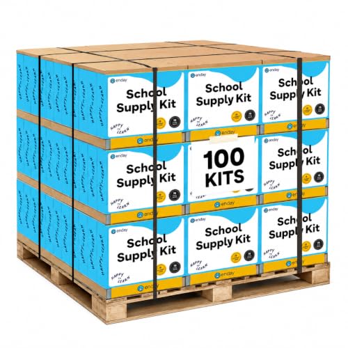 Enday Back to School Supplies for Kids, School Supply Box Grades K-5 (Grey, 100 Kits)