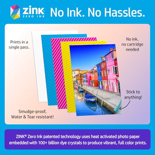 HP Sprocket Portable Photo Printer (2nd Edition) – Instantly print 2x3" sticky-backed photos from your phone – [Luna Pearl] [1AS85A]