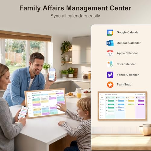 Digital Calendar – 27 Inch Electronic Wall Calendar & Chore Chart, Smart Family Organizer with Interactive Touchscreen Display, Wall Mount in Portrait or Landscape