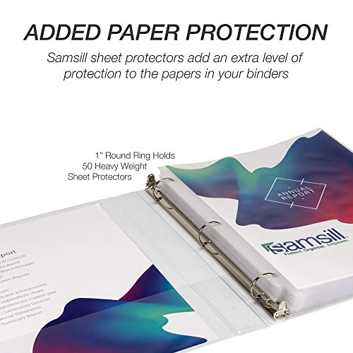 Samsill 8 Pack Durable 1 Inch 3 Ring Binders, Round Ring, Clear View Cover for Presentations, White