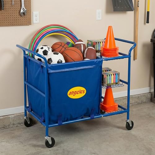Angeles Mobile Ball Storage Cart, Sports Equipment Organizer for Preschools and Elementary Schools, Ball Cart with Wheels