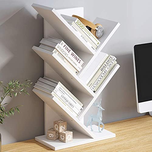 UINGBPXT Bookcase 5-Tier Tree Desktop Bookshelf Wood Desk Organizer Free-Standing Display Shelf Rack Corner Desktop Bookcase for Office Supplies High Capacity