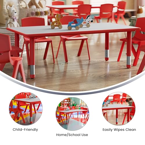 Flash Furniture Kids 47.25x23.6 in Plastic Activity Table, Red/Gray