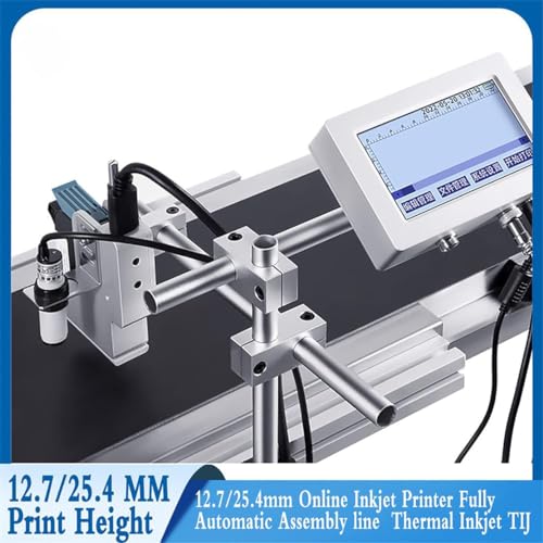 KUYBTU 12.7Mm/25.4Mm Industrial Inkjet Printers, Small Printer Inkjet Coder, Automatic Coding Machine Online Assembly Line Batch Date/Number Coding and Marking Machine,25.4Mm-25.4mm