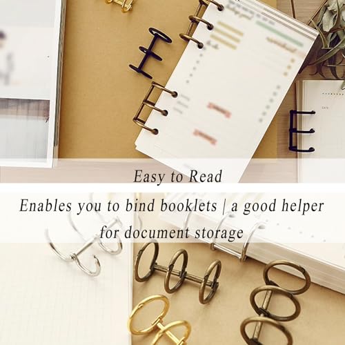 Binder rings 10Pcs Rings Clips, 3 Ring Loose Leaf Binders Book, for Notebook Diary Photo Album Binding(Brass)