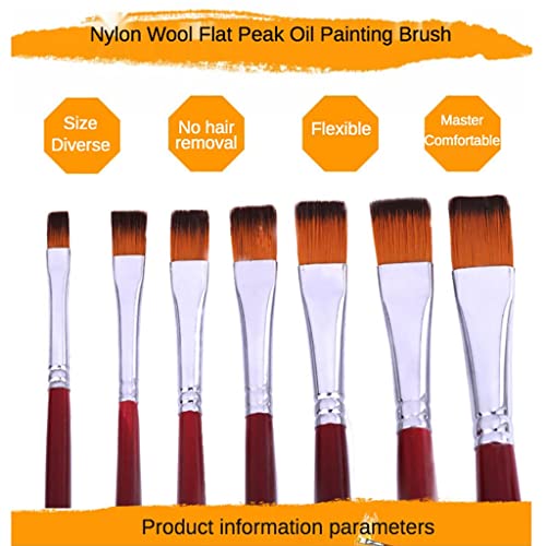 HBJWOV Two-Color Nylon Hair Flat Peak Oil Brush 12 Pcs Sets of Brushes Art Water-Colour Paint School Supplies