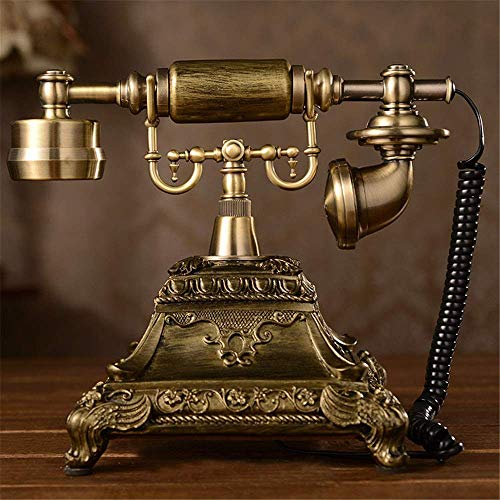 TSMBIKE Retro Old Fashioned Telephone Telephone Rotary Dial Telephones Retro Landline Desk Telephone,Corded Phone for Home and Decor Rotary Dial Home Phone (Brass