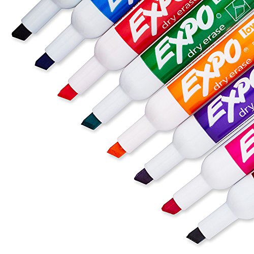 Marker Expo 2 Dry Erase 8 Color Blk Rd Blu Grn Yllw Brwn Prpl -- Case of 3