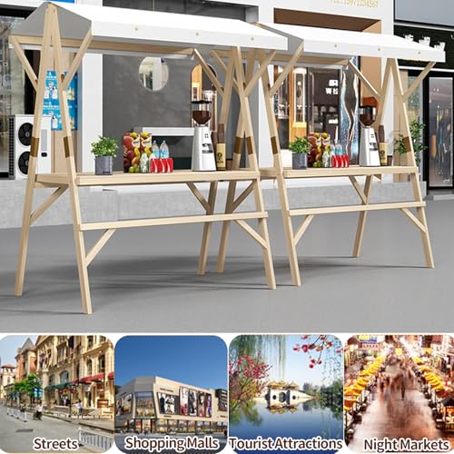 ZXZMX Foldable Wooden Stall Booth Set, Portable Market Kiosk Display Stand, 120/150cm Width, Lightweight Easy Assembly for Farmers Market & Events(Blue,47.2 x 23.6 x 78.7 in)