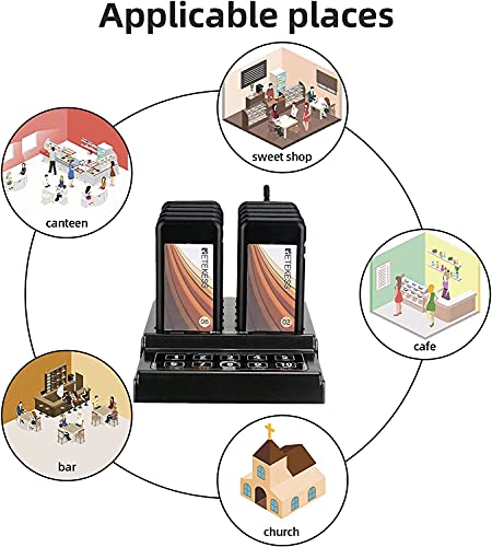 Retekess TD174 Restaurant Buzzer System, Restaurant Waiting Pager,10 Guest Pagers