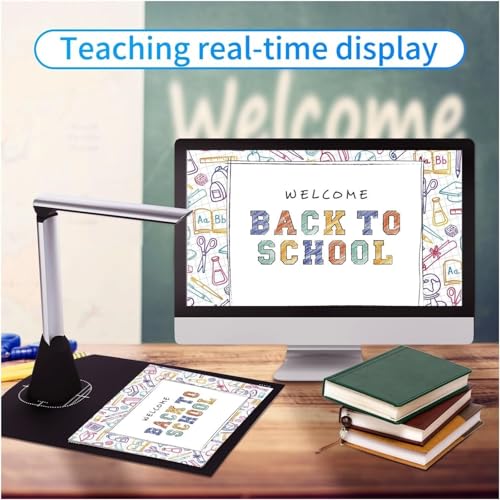 Document Camera, Document Camera Scanner, 8 Megapixel HD A4 Capture Size, with LED Light Teaching Software for Online, Improve Efficiency for Live Demo