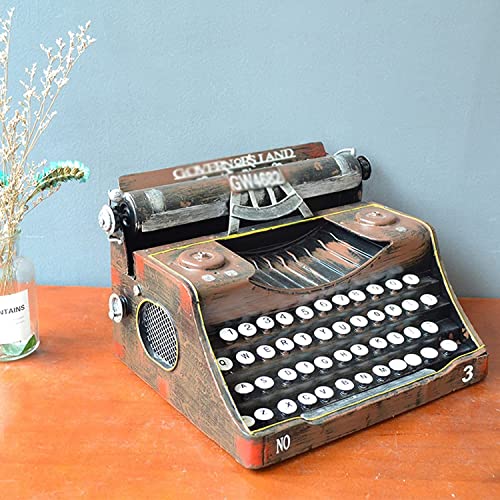Vintage Typewriter Model, Vintage Typewriter Style Iron Art typewritant Manual Typewriter Photo Prop with Drawer Switch for at Home Office bar Decor