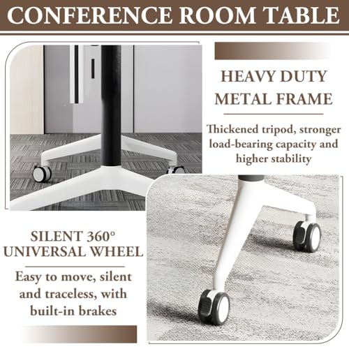 Ovlirpl Conference Room Table, Folding Conference Room Tables, Flip Top Mobile Training Table with Silent Wheels, Modular Foldable Conference Tables for Home Office Class,120cm/47.2in,1pack