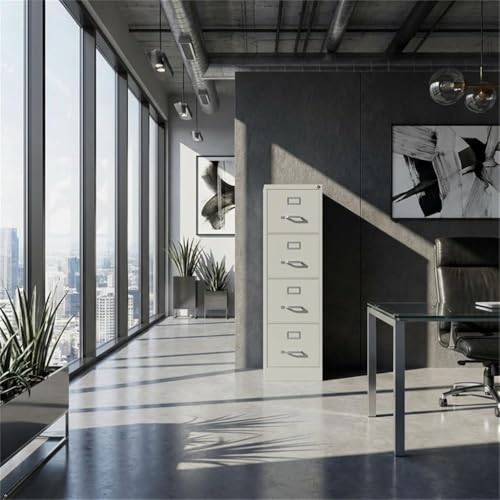 Scranton & Co 4 Drawer Metal Filing Cabinet, 22" Deep, Lockable Top Drawer, Light Gray Steel Vertical File Cabinet for Office, Fully Assembled