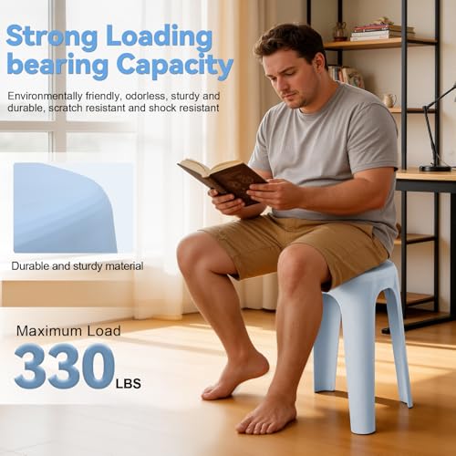 8PCS Stackable Stools, 17Inch Plastic Stackable Stools, Nesting Classroom Stools, Portable Backless Round Chairs, Flexible Seating Set for Students Adults Home School Office Party Dining Room (8PCS)