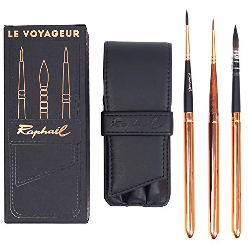 Raphael Le Voyageur 3-Brush Travel Set, Black Wallet