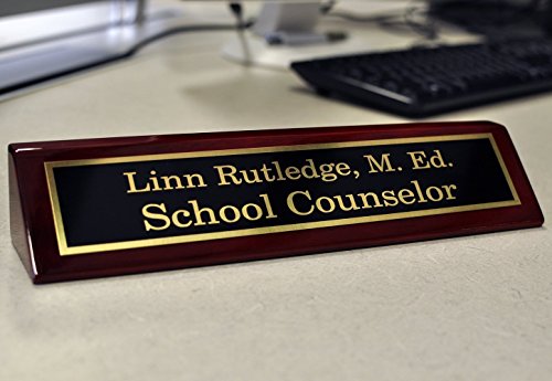 Personalized Desk Name Plate (10″×2″) – Custom Engraved Office Name Plaque | Professional Desk Sign for Work, Home Office & Business | Black Brass & Polished Base
