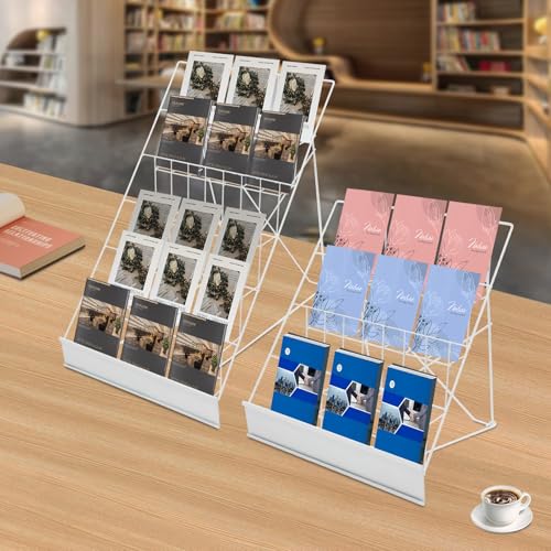 Book Display Rack 2-Piece Set Freestanding Iron Storage 4 and 6 Tier