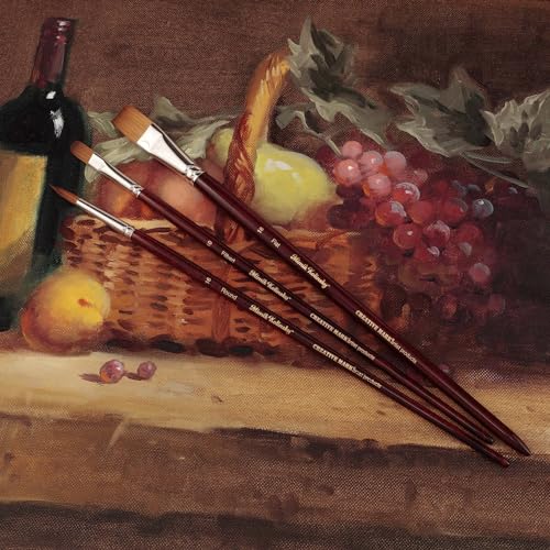 Creative Mark Mimik Kolinsky Watercolor Brush - # 24 Filbert - Long Handle Synthetic Paint Brush - Handmade in Germany - Synthetic Sable Paint Brushes for Professional Artists - Animal-Friendly