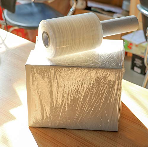 BOMEI PACK 4Pack Industrial Mini Clear Stretch Wrap with Handle 5" 1000ft 80 Gauge for Pallet Wrap, Durable Self-Adhering Plastic Wrap for Packing, Moving, Heavy Duty
