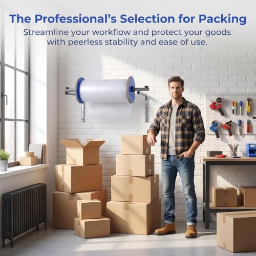Wall Mount Bubble Wrap Dispenser, Heavy Duty Foam Wrap Roll Holder