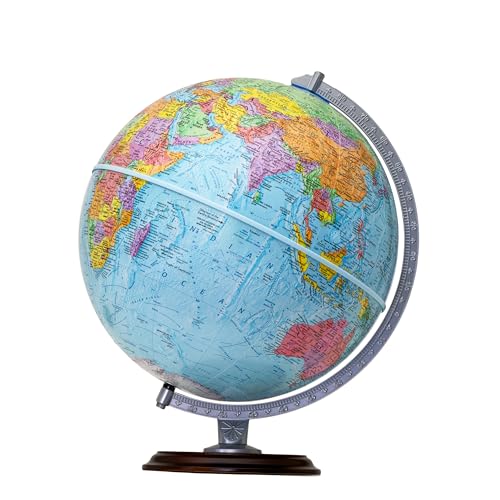 Replogle Easy To Assemble Student - Educational Classic World globe, Blue Ocean, Raised Relief feature, including a bonus map, made in USA, 12"/30cm diameter. In minutes you will have this globe assembled and ready for use. (Ready To Assemble- Blue)