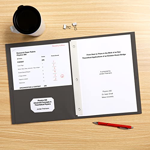 Oxford 2 Pocket Folders w/Prongs, Mega Box of 125, Textured Paper Folders, Black, Letter Size, Essentials for School & Teacher Supplies Lists (57717)