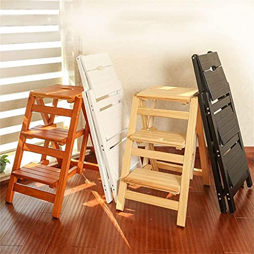 Katzowen Wooden Step Stool Step Stools Folding Step Stool for Adult, 2 Stepladders for 378lbs, Wooden Step Stools for Home/Office, Wide Pedal