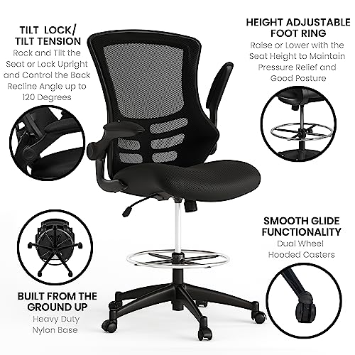 EMMA + OLIVER Mid-Back Black Mesh Ergonomic Office Chair