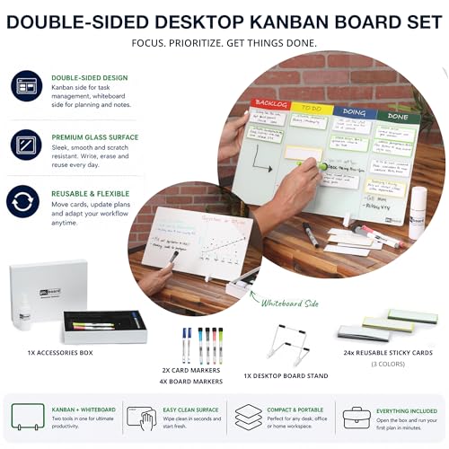 PMXBOARD Desktop Magnetic Kanban Board Kit | Project Management Board
