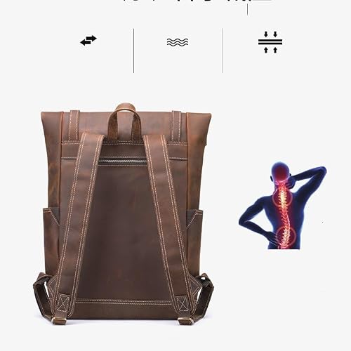 AODFDSJH Leather Backpack for MenLaptop Bag Large Hiking Daypack Business Travel Rucksack
