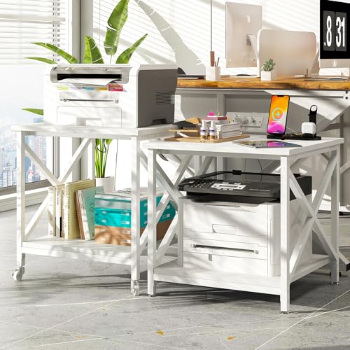 METYERRY 24"x23.6"Large Printer Stand with Power Outlet