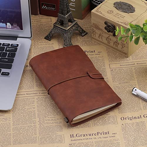 GFHSKRPL Vintage Thick Leather Notebook Blank Diary Book Retro Paper Journals Agenda Planner Notepad Stationery Gift Supplies(E)