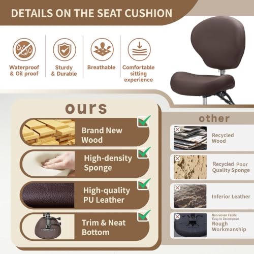 Kaleurrier Adjustable Stools Drafting Chair: with Back Rest & Foot Rest