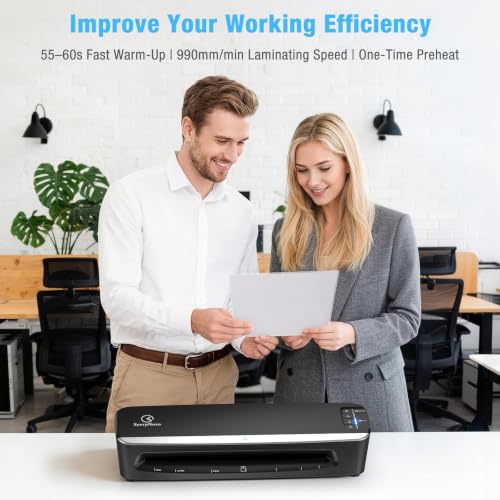 13 inch 4-Roller Heavy Duty Laminator Machine, 990mm/ Min Speed, 3-10 Mil, 60S Warm-up, A3 Thermal Commercial Laminating Machine with 50 Sheets for Home, Office, School, Crafts Use