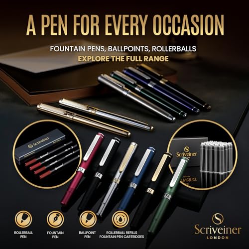 Scriveiner Personalized Gold Rollerball Pen - Stunning Luxury Pen, Real Gold Plating, Schmidt Ink Refill, Best Engraved Roller Ball Gift Set for Men & Women, Custom Name Engraving
