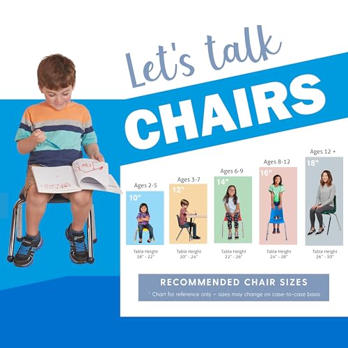 FDP 14" School Stack Chair with Ball Glides, Blue, 2-Pack, 15412-BL