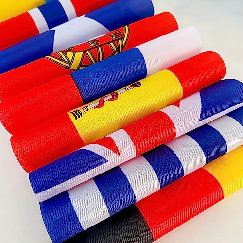 TSMD Europe European 48 Countries Desk Flags Set Small Mini Office Table Stick Flag with Stand Base for Classroom Decorations,5x8 Inch