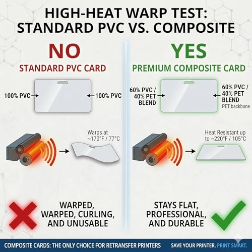200 Premium Blank Composite ID Cards for Retransfer Printers 30 Mil Graphic Quality PET PVC Blend CR80 8030 by Specialist ID Compatible with Magicard Prima 4 Prima 8 and Fargo HDP Printers (White)
