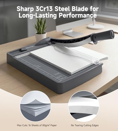 Travlog 12 Inch Guillotine Paper Cutter, 12 Sheet Heavy-Duty Paper Trimmer
