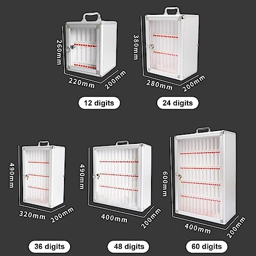 12/24/36/48/60 Wall-Mounted Aluminum Alloy Cell Phones Storage Cabinet Pocket Chart Storage Locker Box with Handle and Security Lock for Classroom Office (Color : Silver, Size : 36)